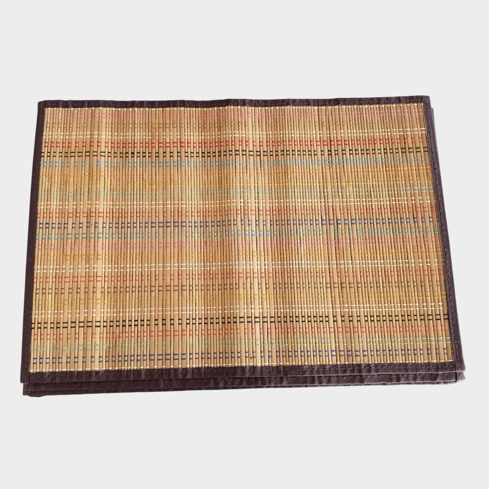 Bamboo Placemats Set of 4 Rolling Tan Brown 13" x 18.5" Great Hosting Dinner